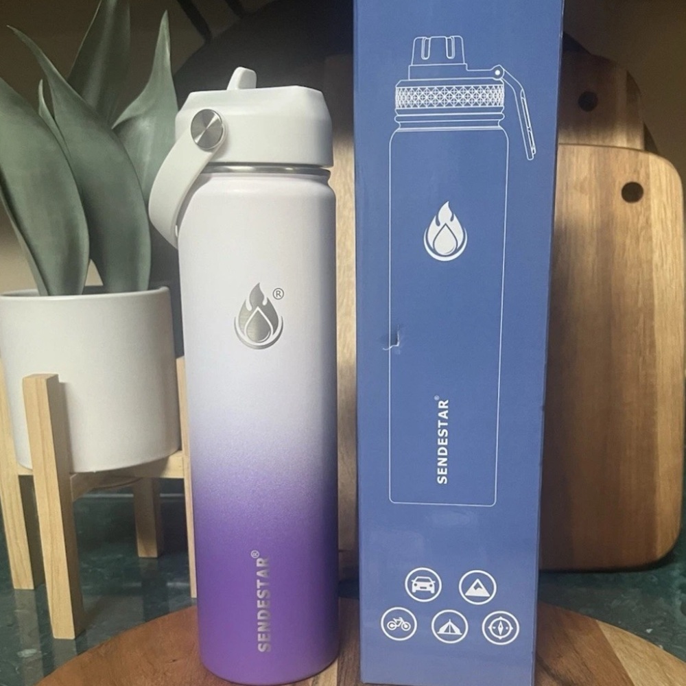 SENDESTAR Water Bottle 24oz Double Wall Vacuum Insulated Leak Proof Stainless